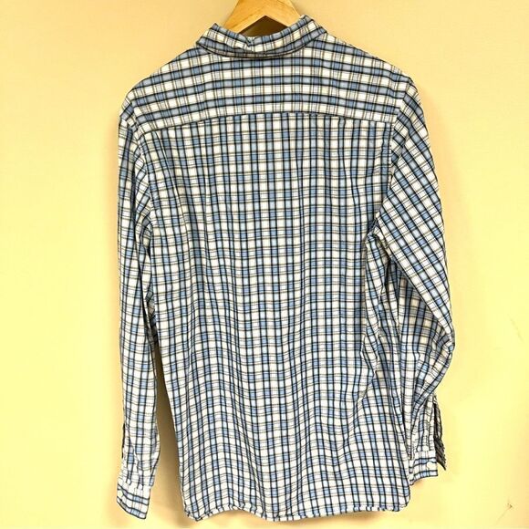 - LACOSTE blue plaid cotton button down L - Picture 6 of 8